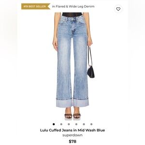 Lulu Cuffed Jeans in Mid Wash Blue